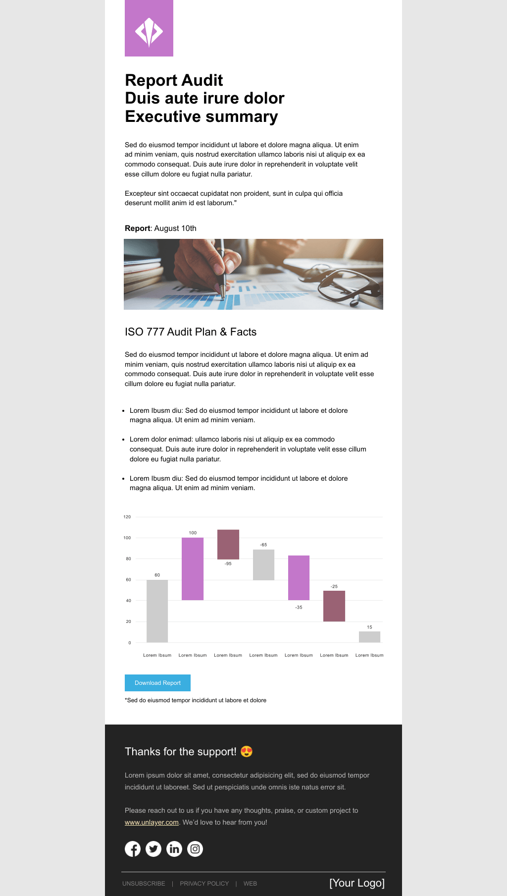 Laravel Mail Template - Quality Audit Findings Email