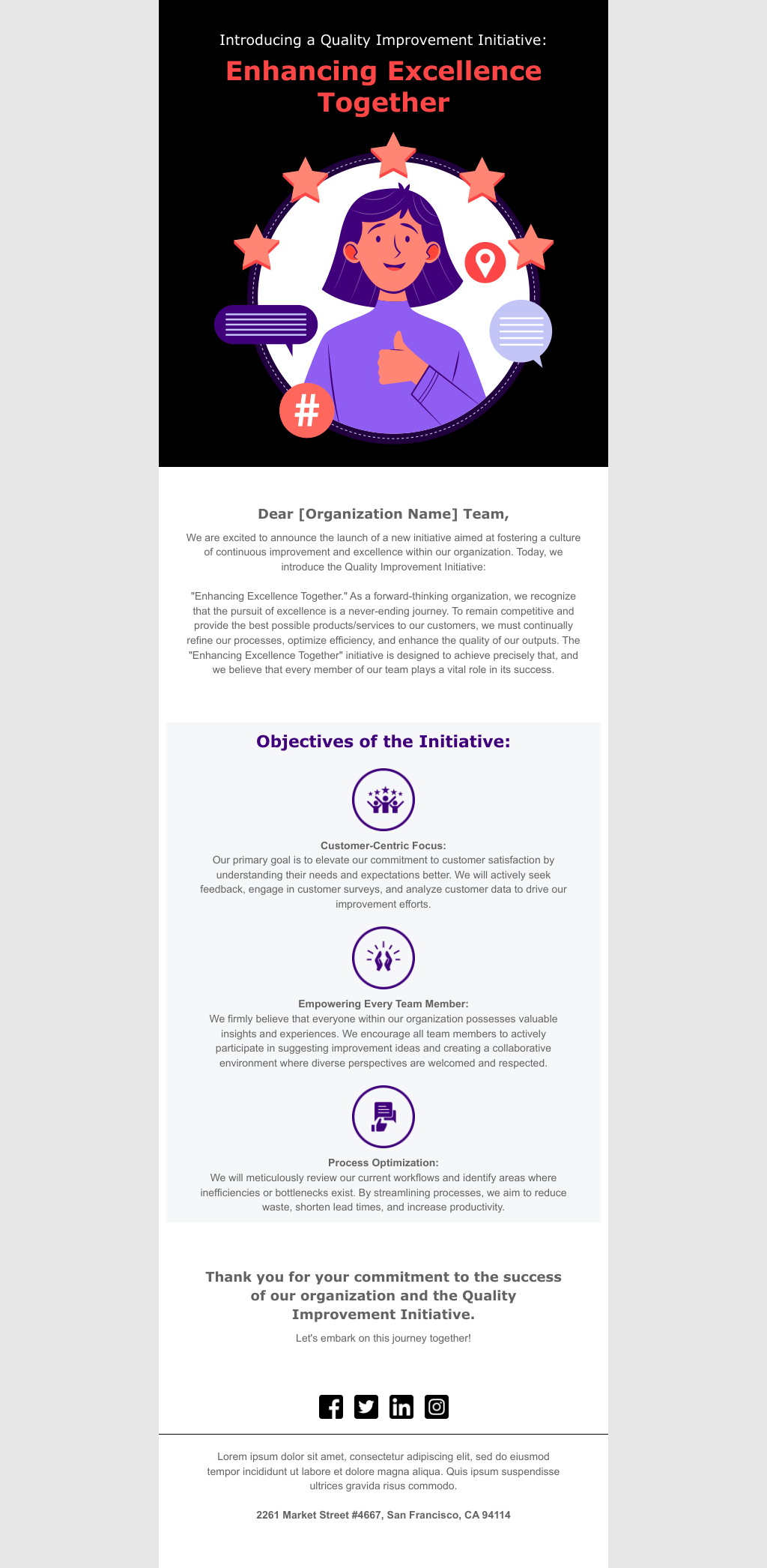 Laravel Mail Template - Quality Improvement Initiative Email