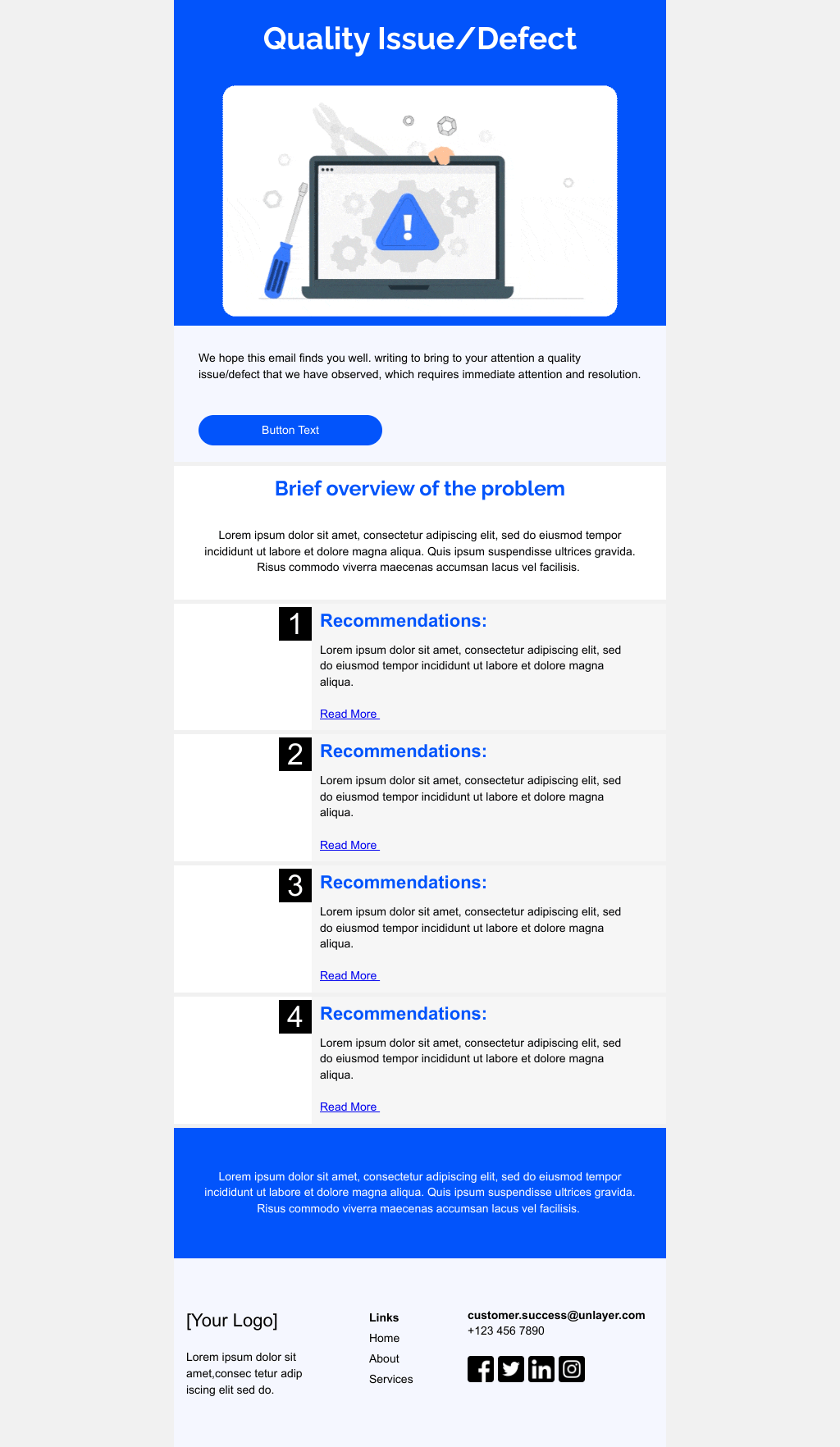 Laravel Mail Template - Quality Issue Report