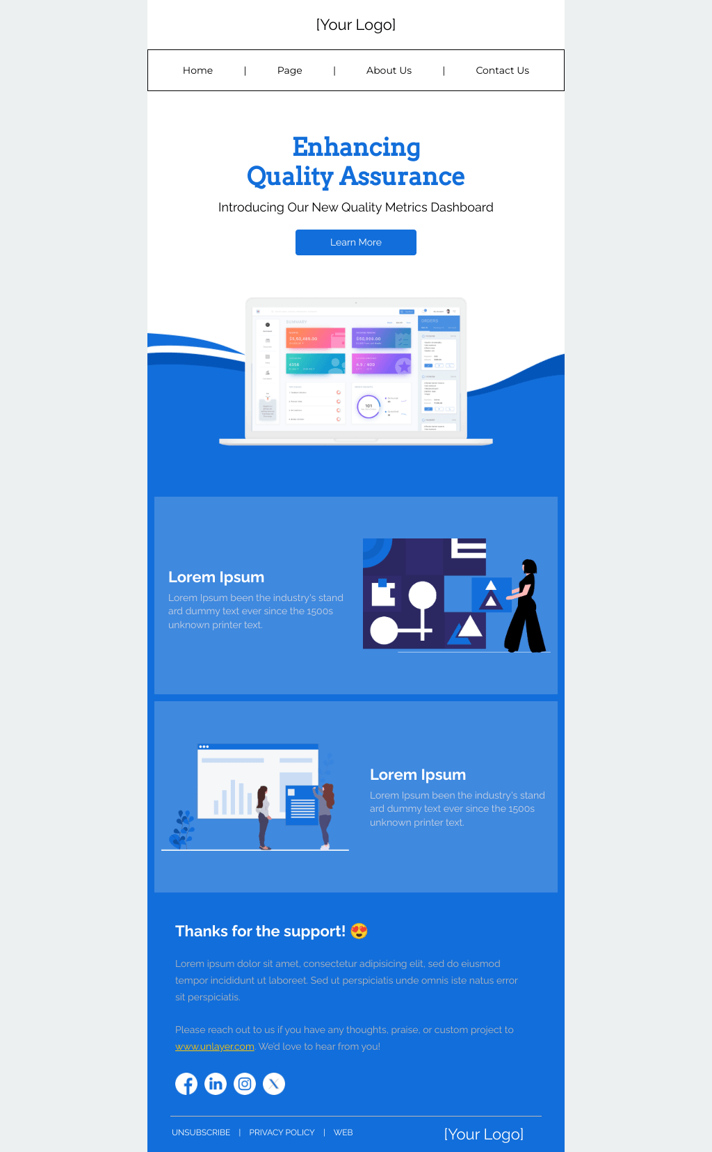 Laravel Mail Template - Quality Metrics Dashboard