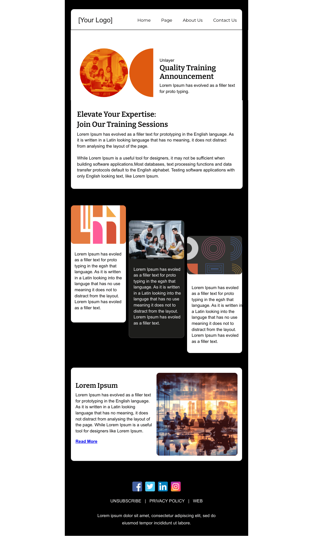 Laravel Mail Template - Quality Training Announcement