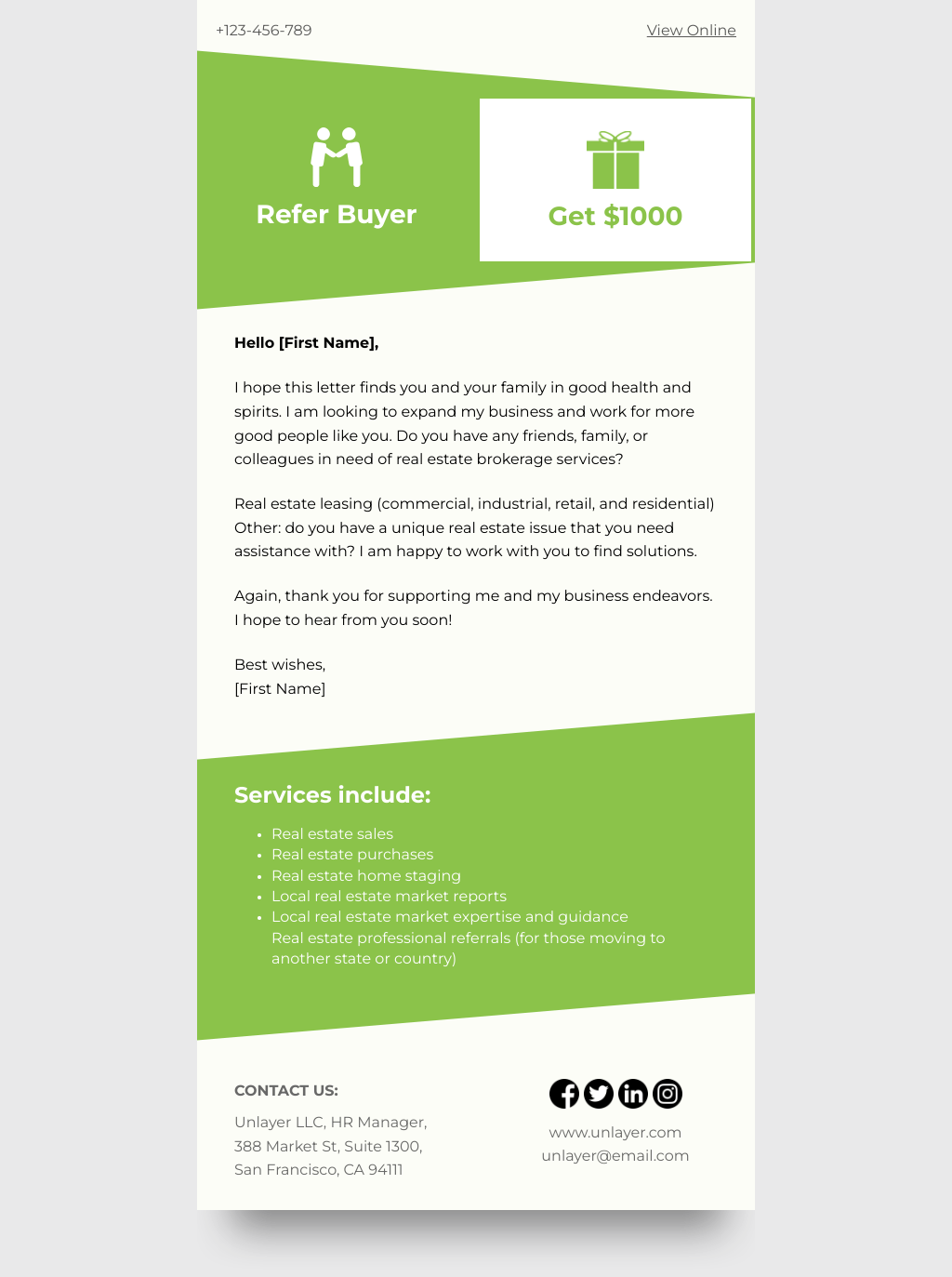 Laravel Mail Template - Real Estate Client Referral Promotion