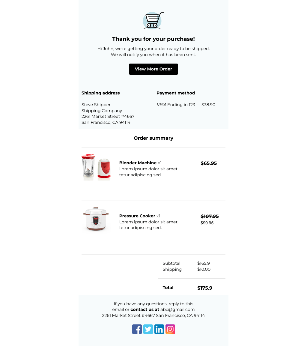 Laravel Mail Template - Appliances Purchase Invoice