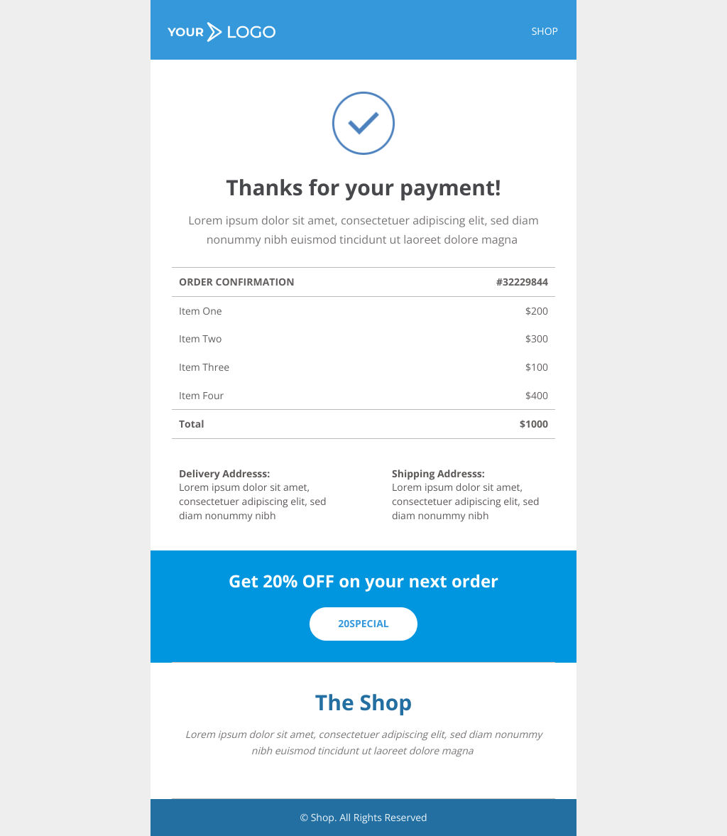 Laravel Mail Template - Receipt Email