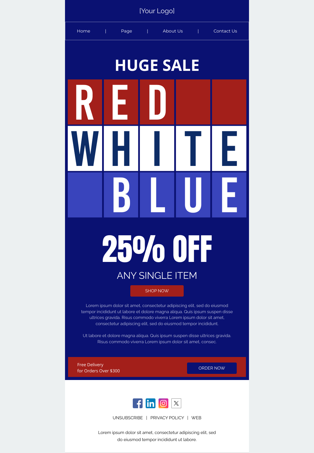 Laravel Mail Template - Red, White, and Blue Deals