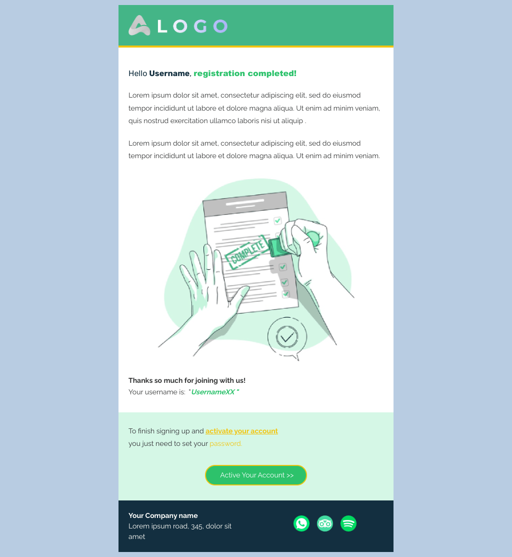Laravel Mail Template - Account Completion