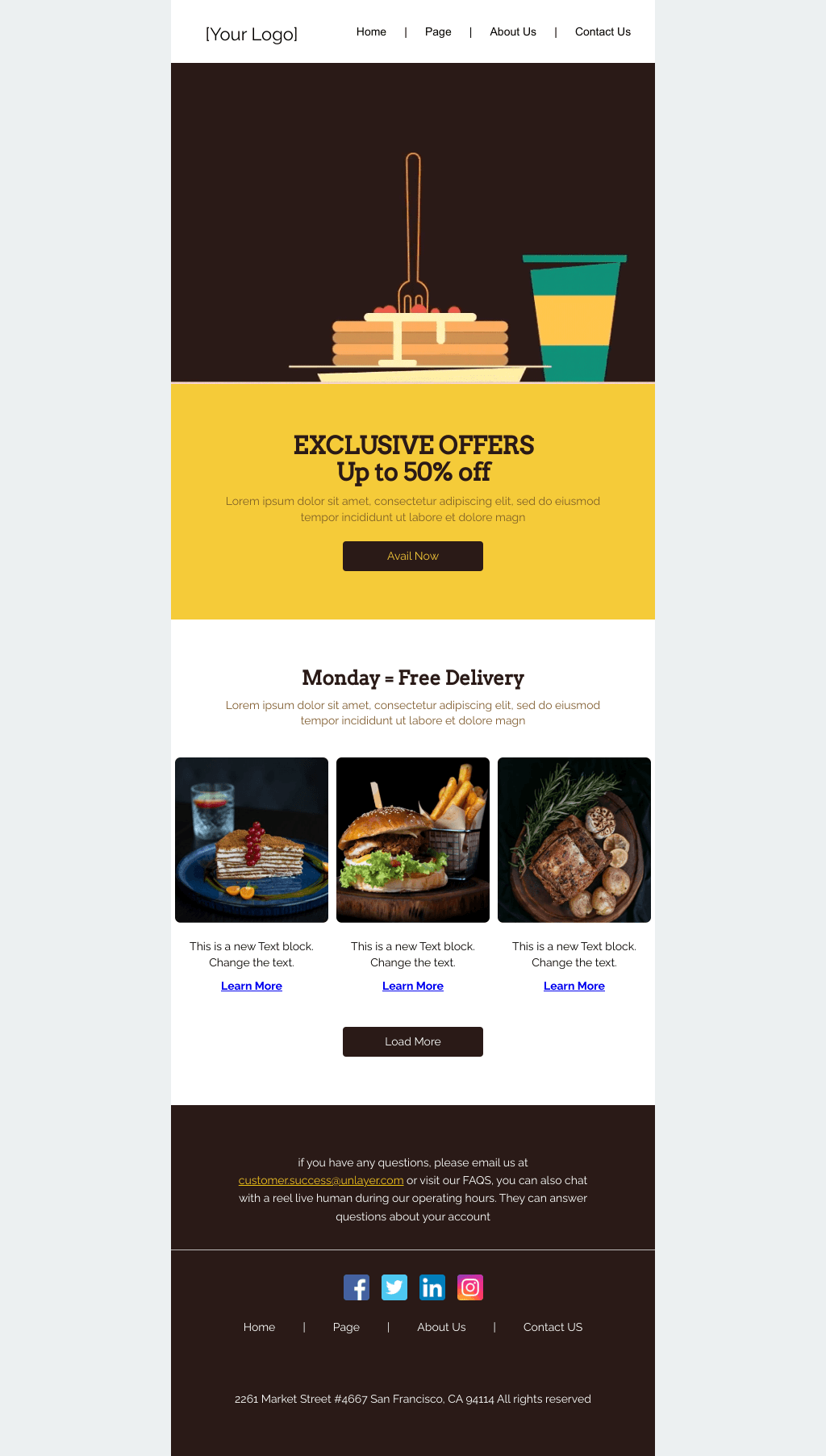 Laravel Mail Template - Restaurant Deal