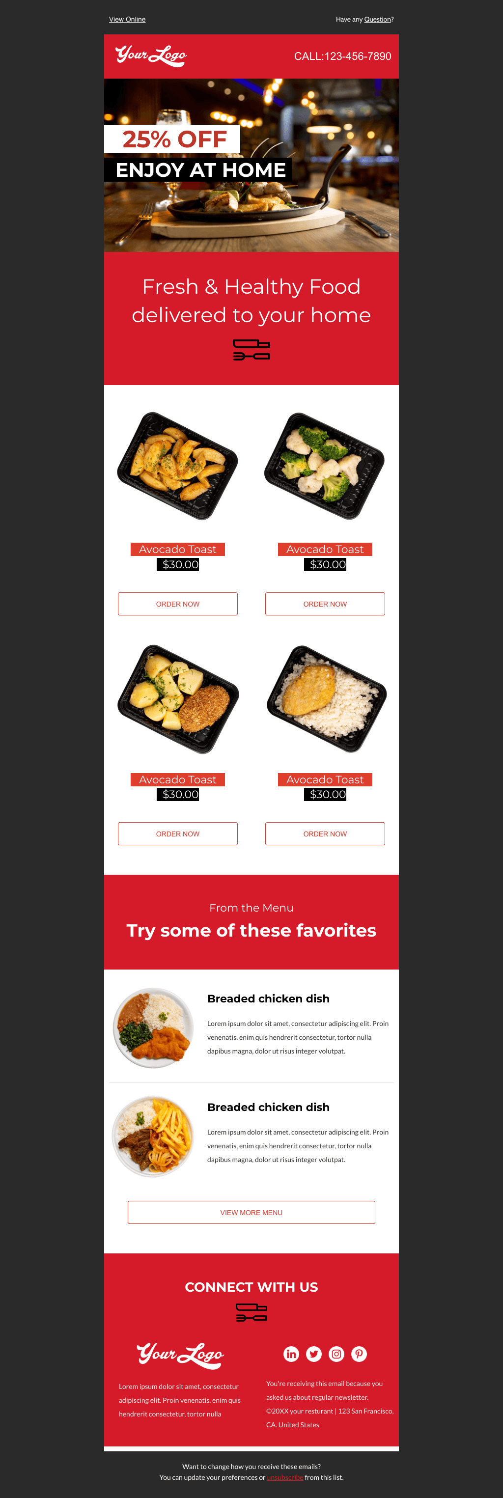 Laravel Mail Template - Restaurant Discount Promotion