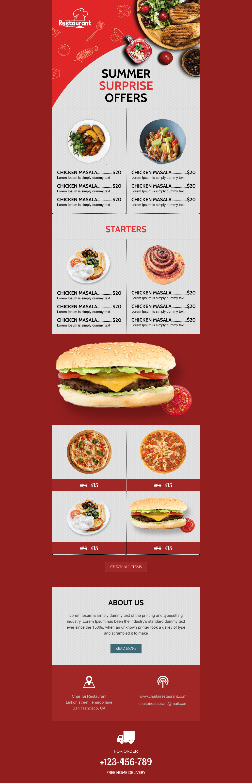 Laravel Mail Template - Restaurant Menu Card