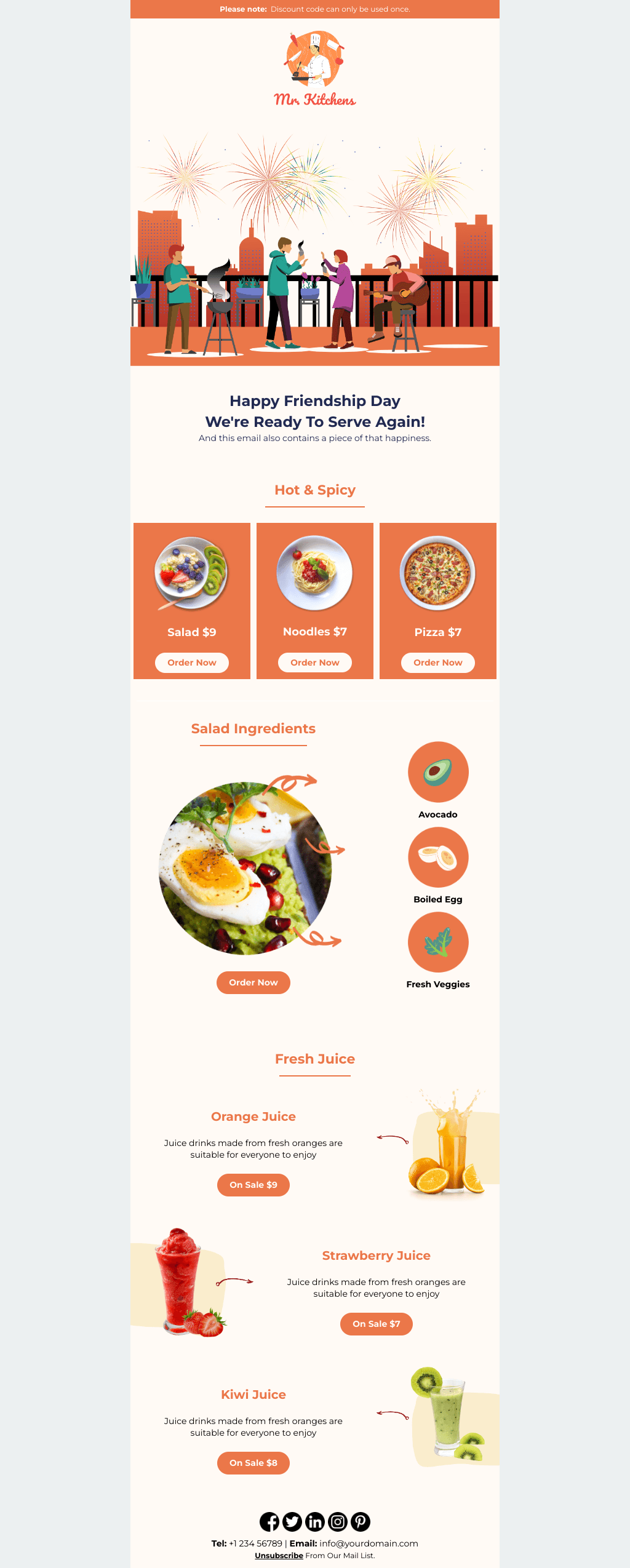 Laravel Mail Template - Restaurants Friendship Day Discount