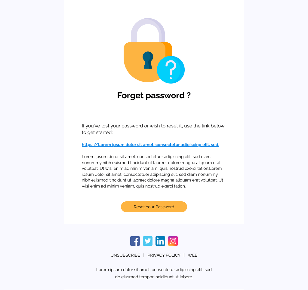 Laravel Mail Template - Restore the Password
