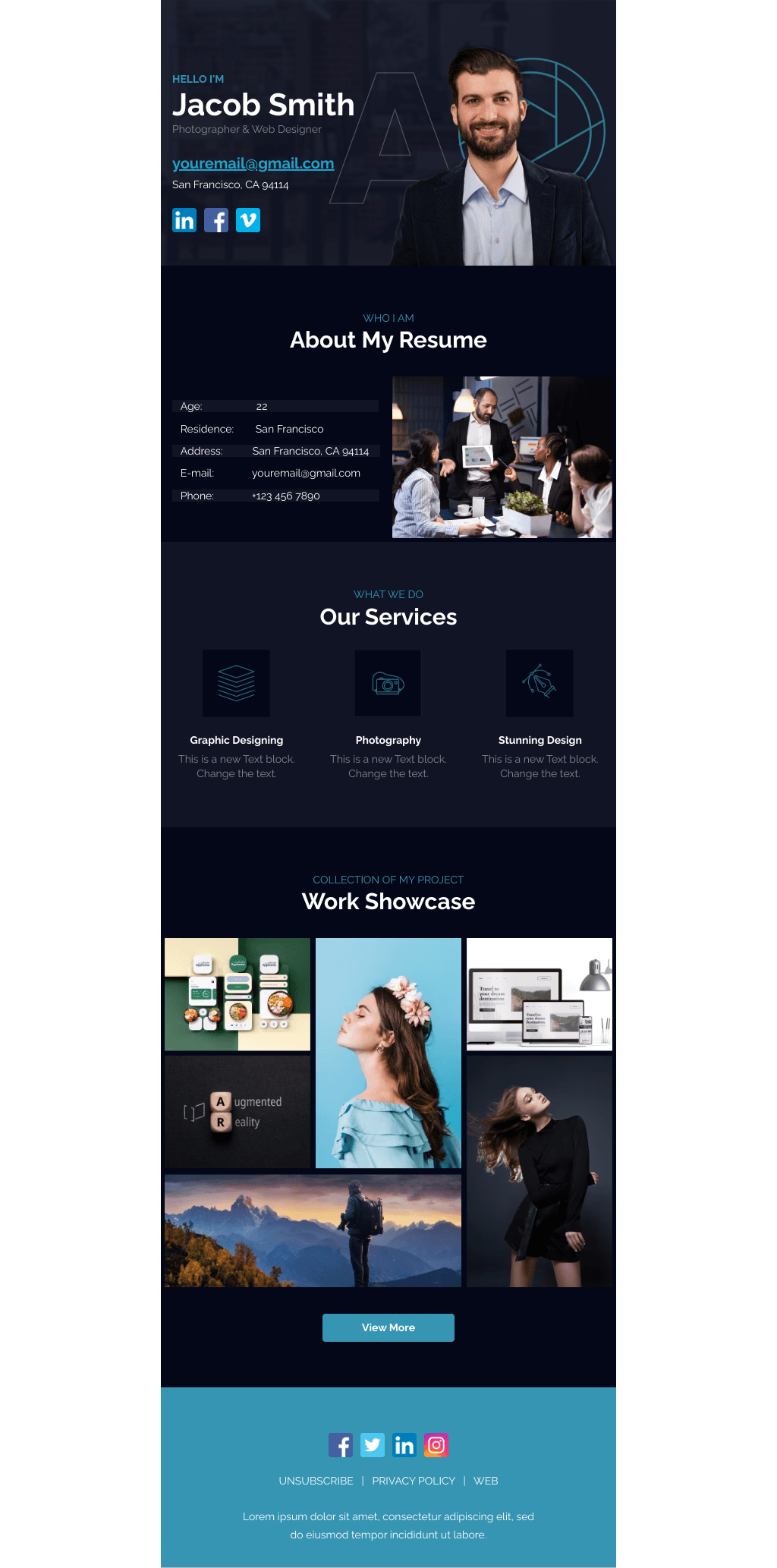 Laravel Mail Template - Resume for Photographer