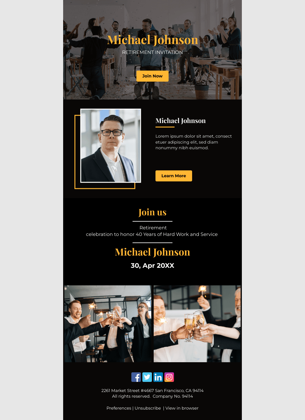 Laravel Mail Template - Retirement Party