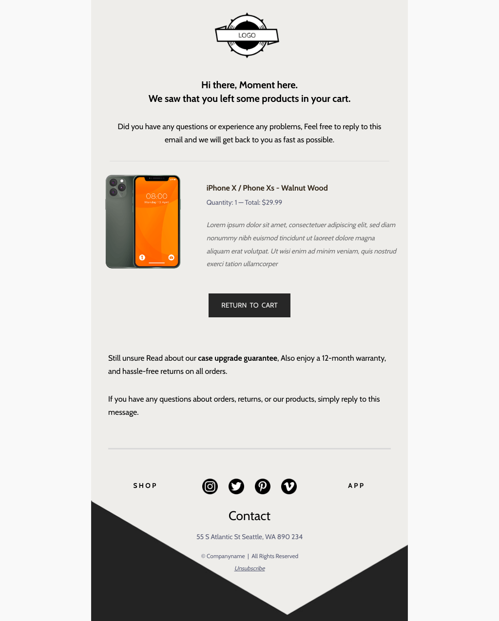 Laravel Mail Template - Return Product