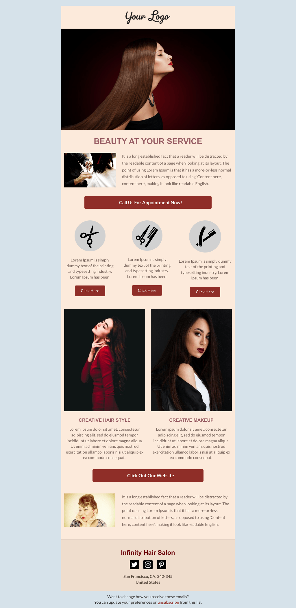 Laravel Mail Template - Salon Customer Service