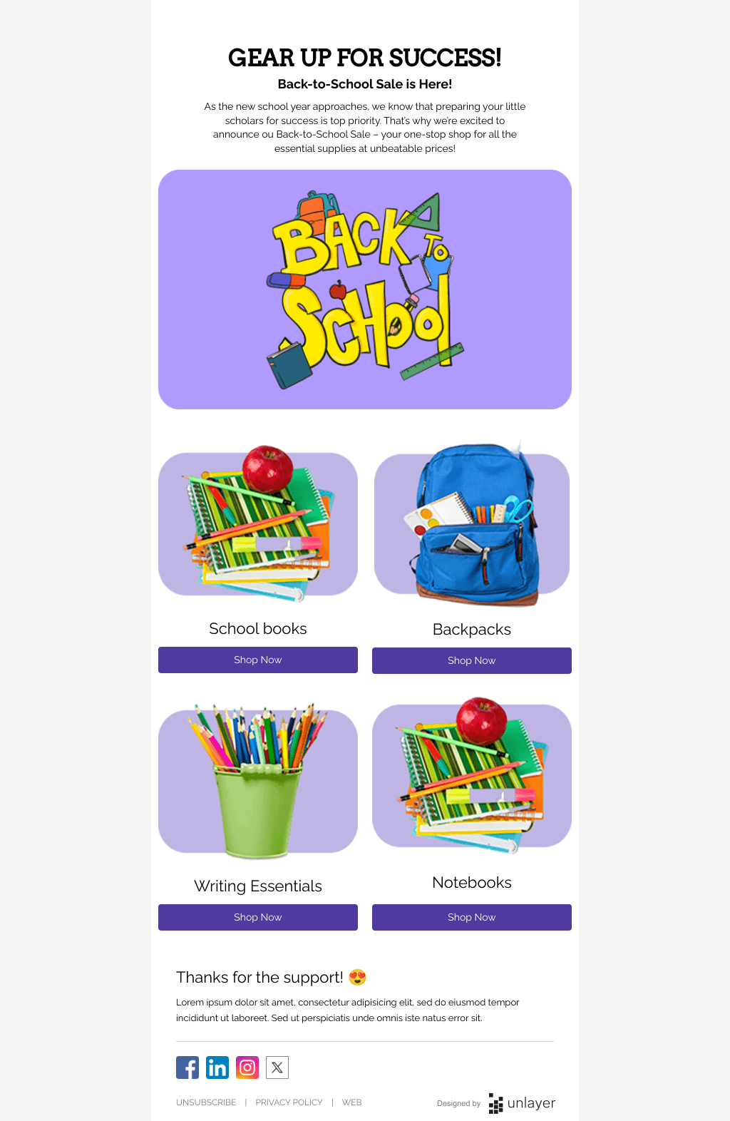 Laravel Mail Template - School Supplies Sale