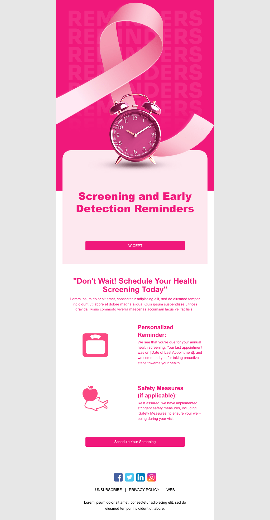 Laravel Mail Template - Screening and Early Detection Reminders