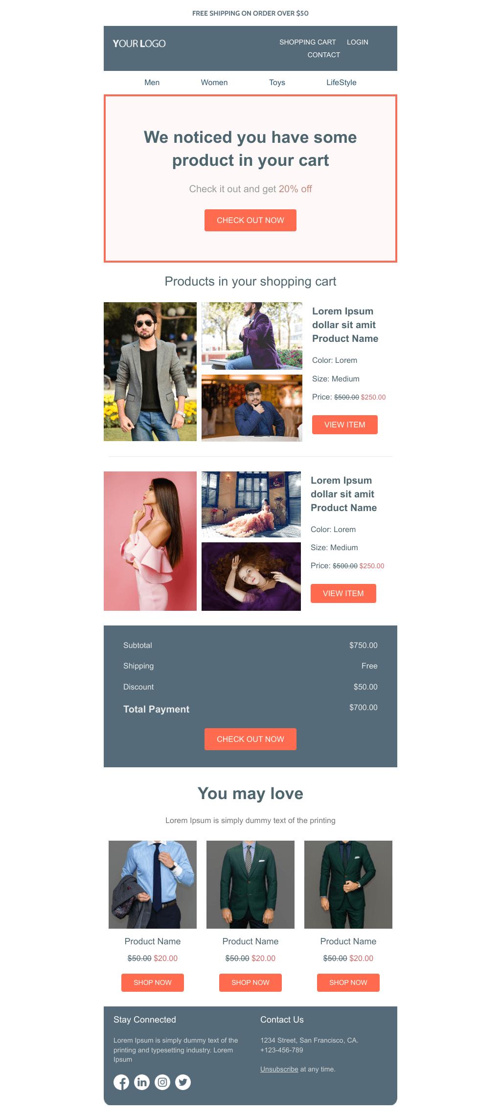 Laravel Mail Template - Shopping cart