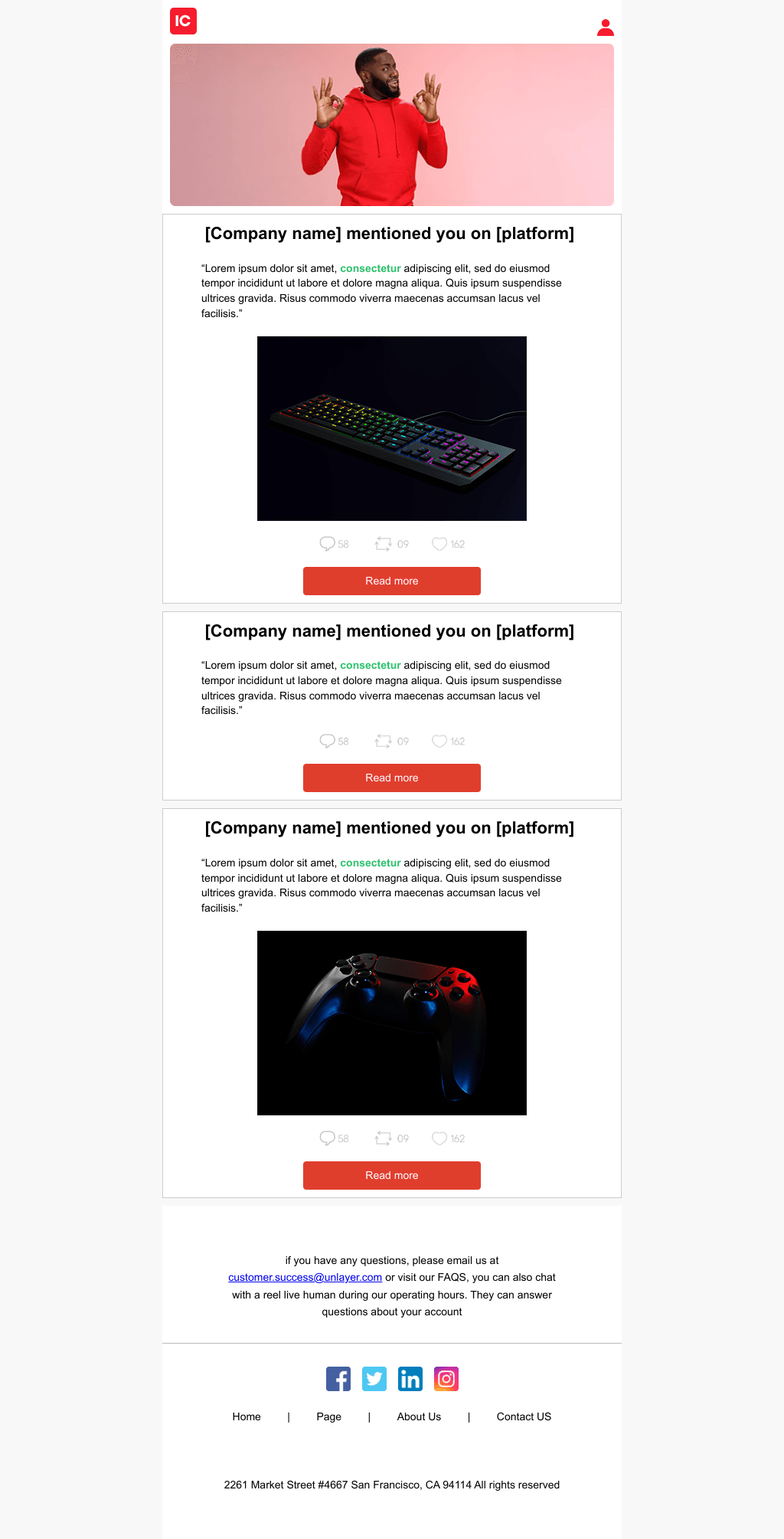 Laravel Mail Template - Social Media Mentions