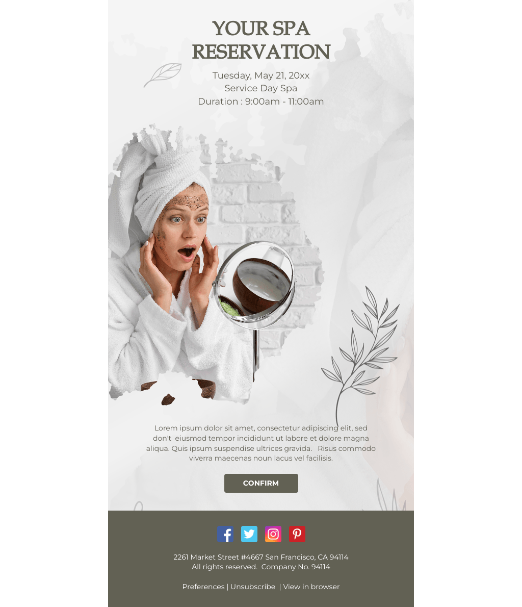 Laravel Mail Template - SPA Reservation