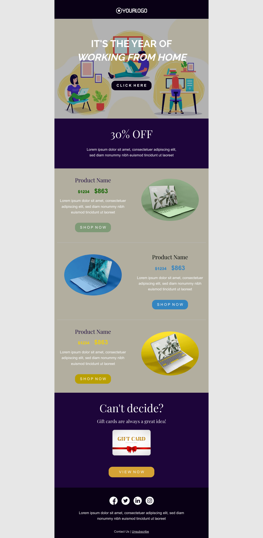 Laravel Mail Template - Remote Working