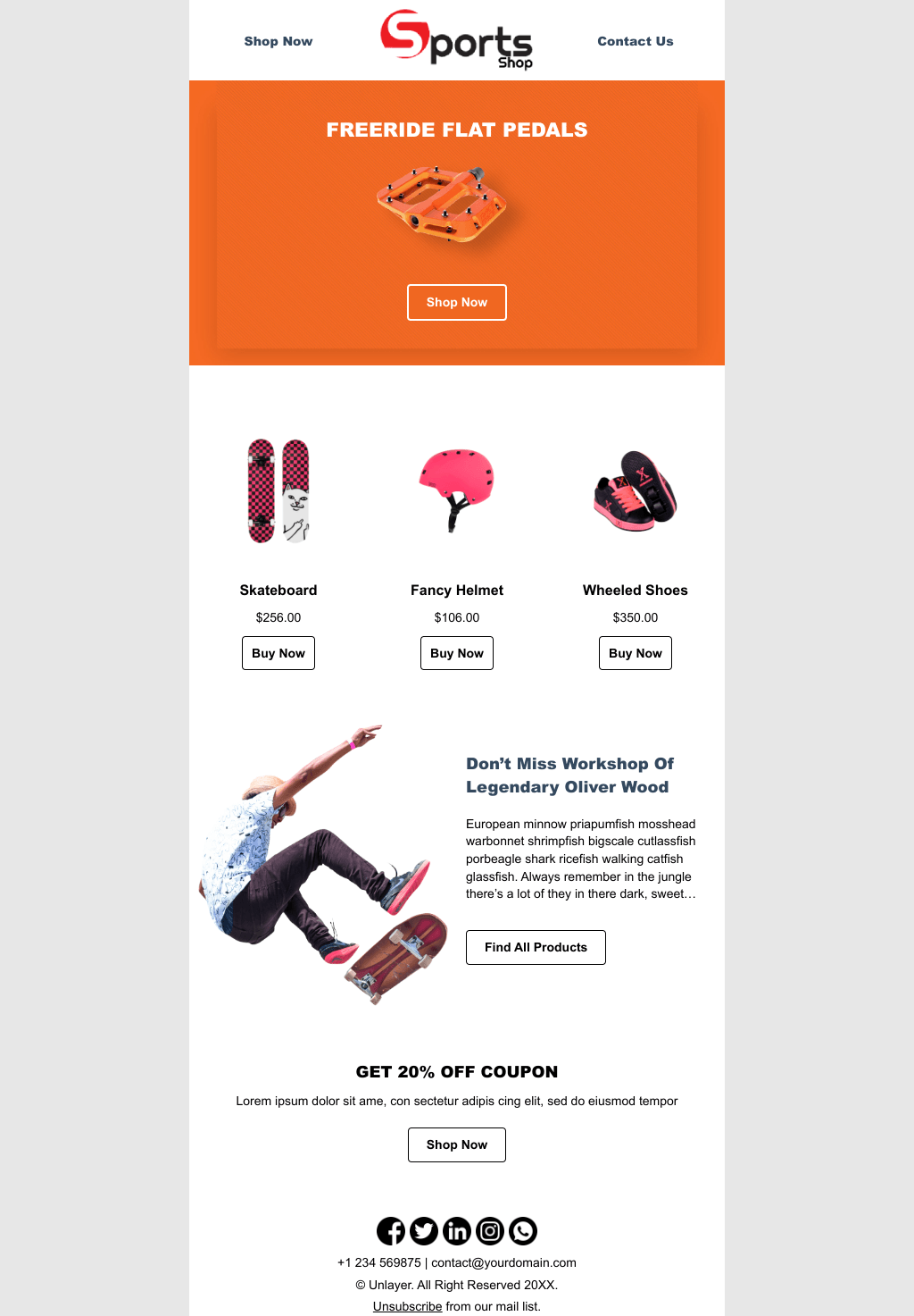 Laravel Mail Template - Sports Equipment Shop