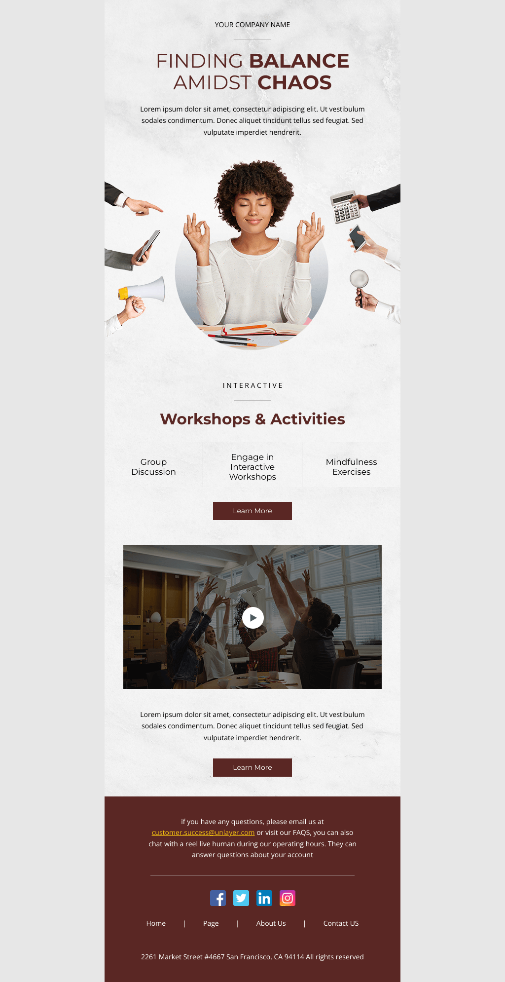 Laravel Mail Template - Stress Reduction Workshop