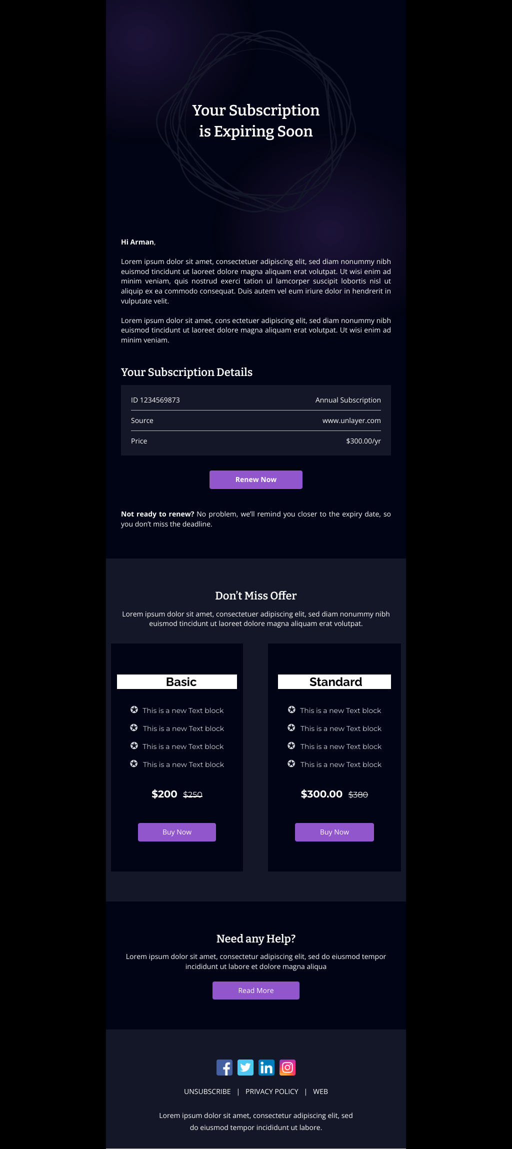 Laravel Mail Template - Subscription is Expiring Soon