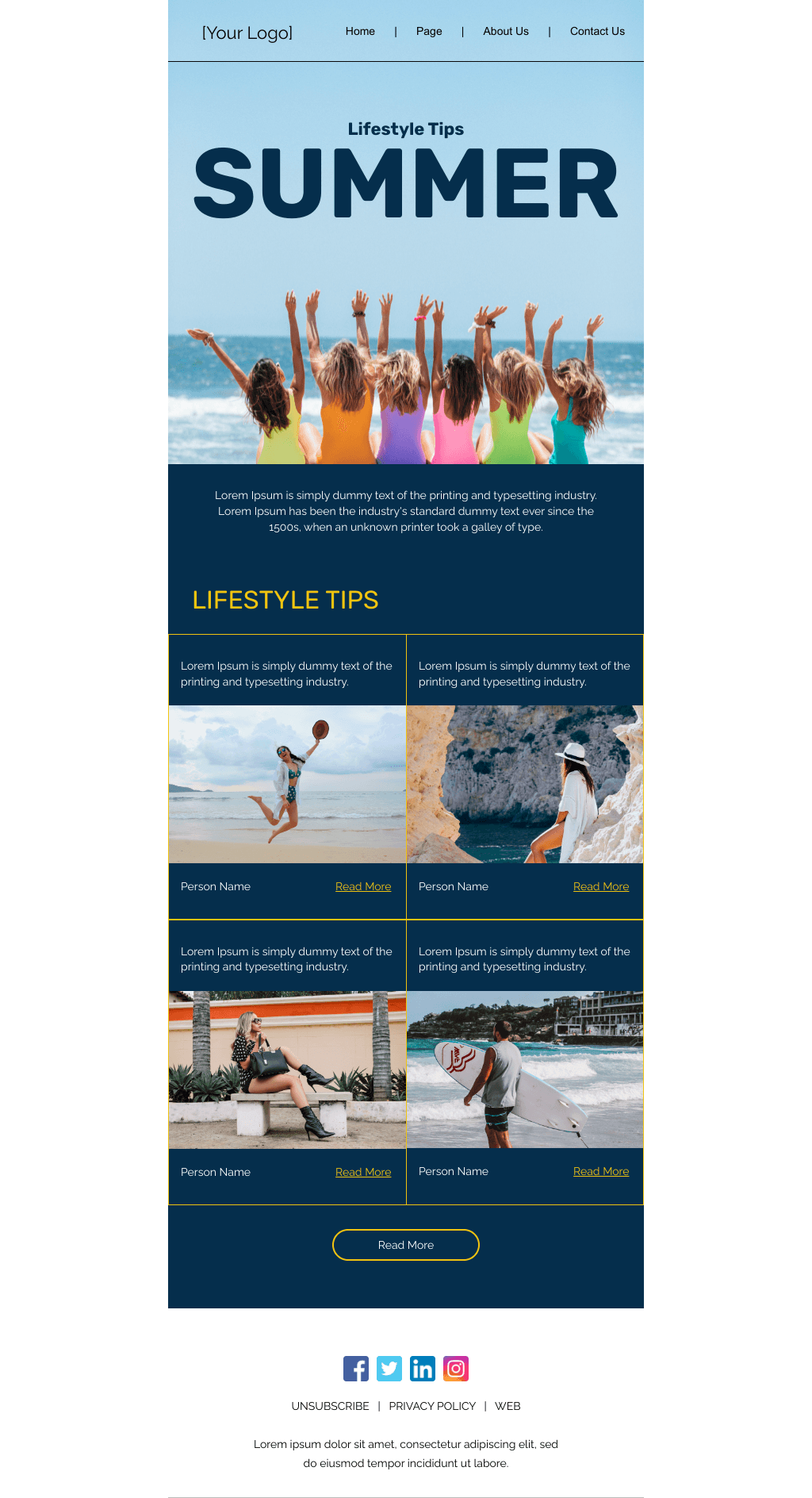 Laravel Mail Template - Summer Lifestyle Tips