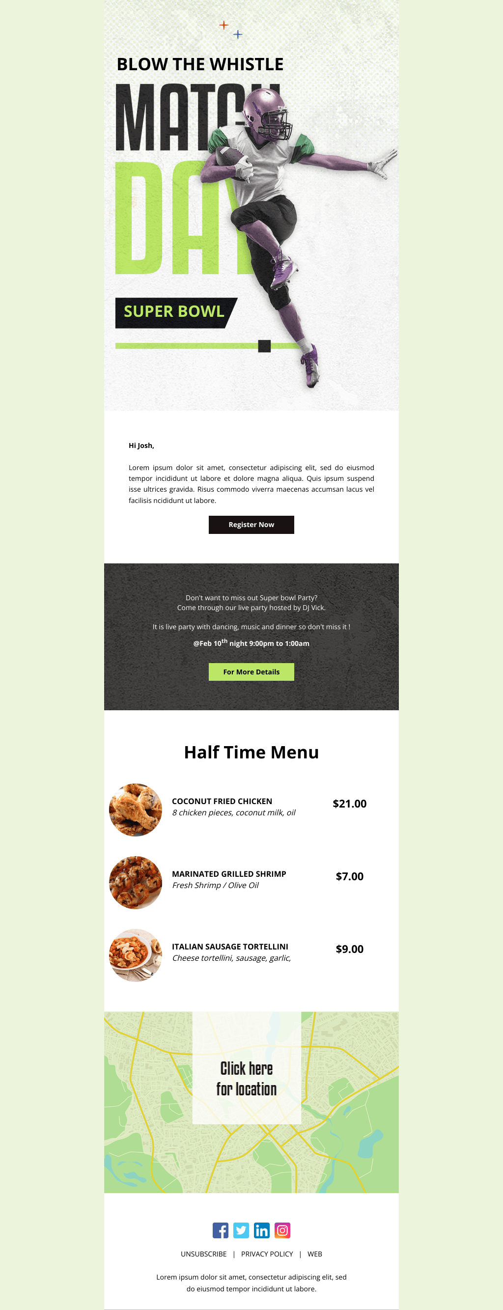 Laravel Mail Template - Super Bowl Party