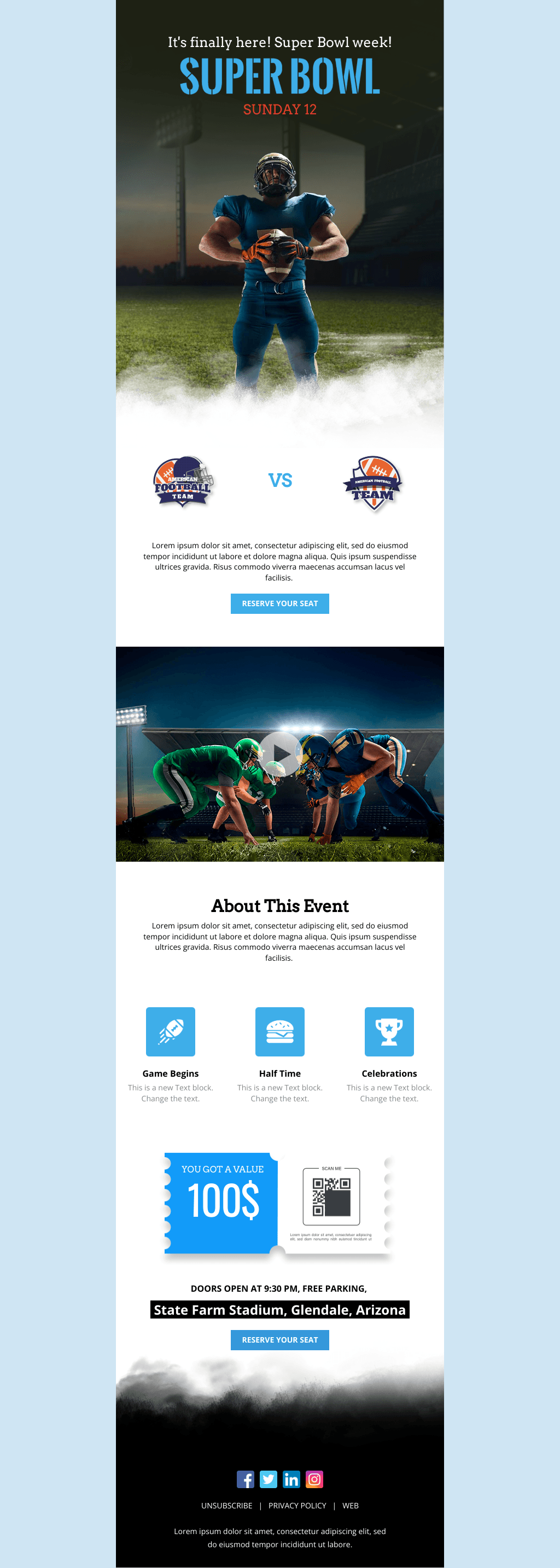 Laravel Mail Template - Super Bowl Tickets