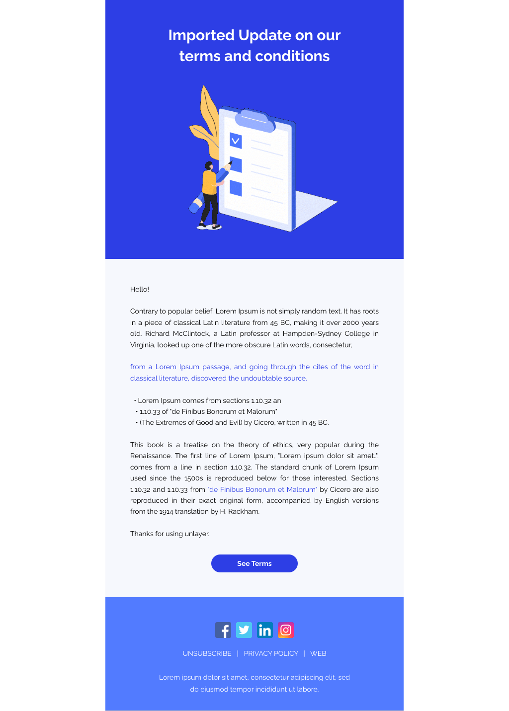 Laravel Mail Template - T&C have Changed