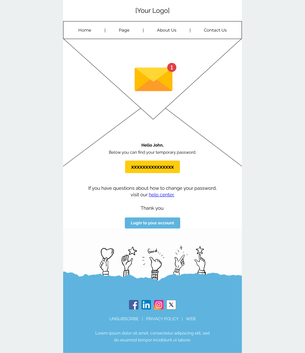 Laravel Mail Template - Temporary Password