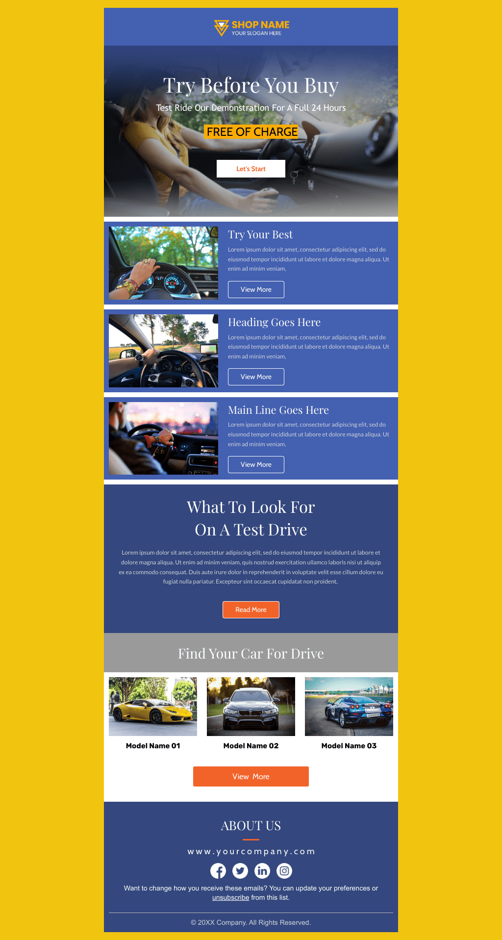 Laravel Mail Template - Test Drive