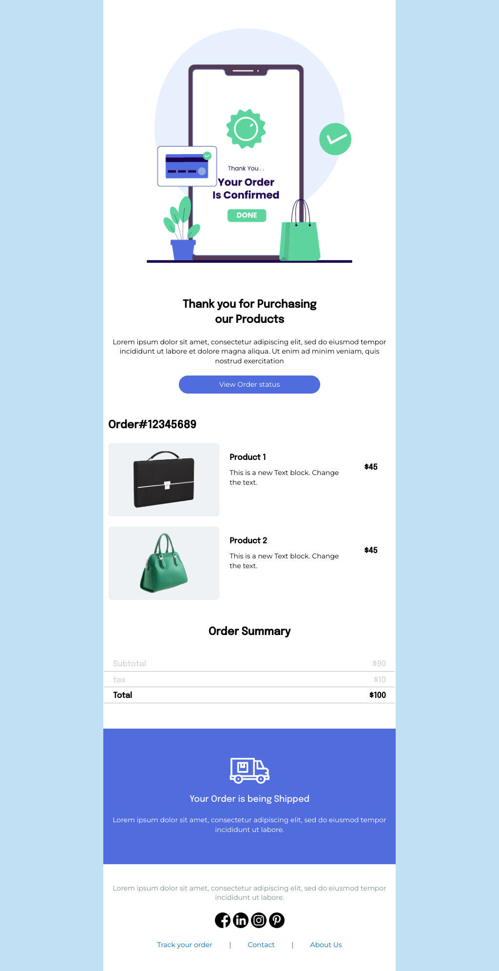 Laravel Mail Template - Thanks for Your Order