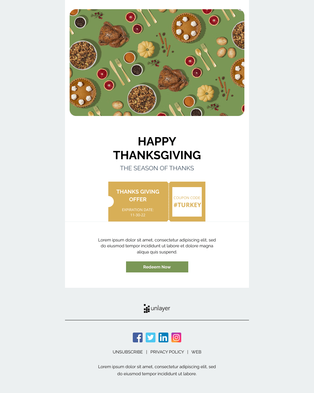 Laravel Mail Template - Thanksgiving Email To Customer