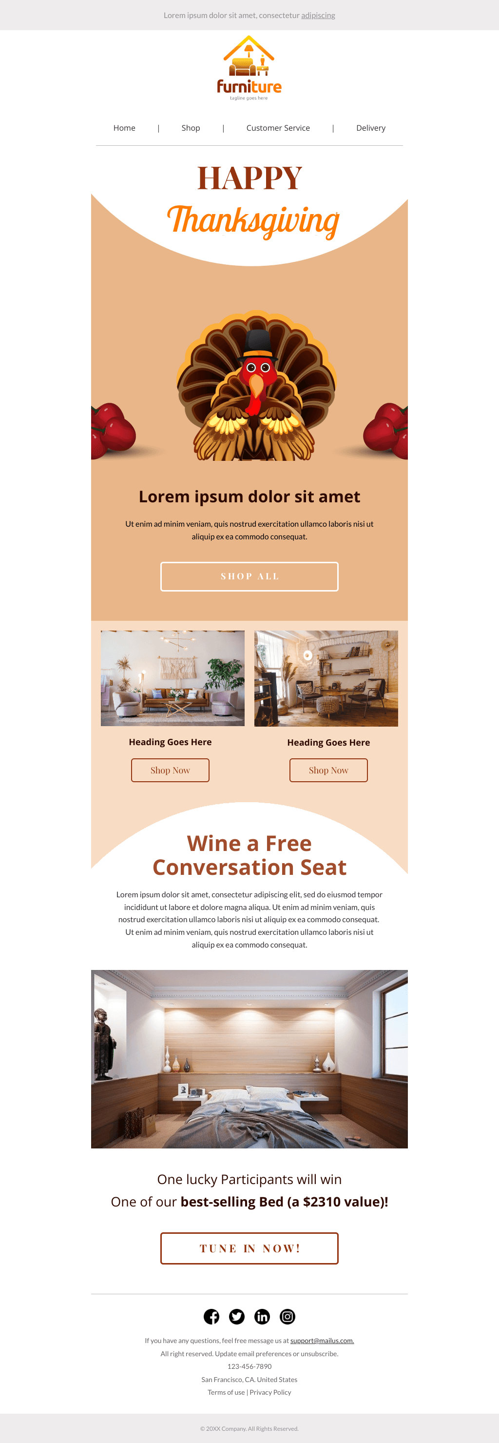 Laravel Mail Template - Thanksgiving Furniture Sale
