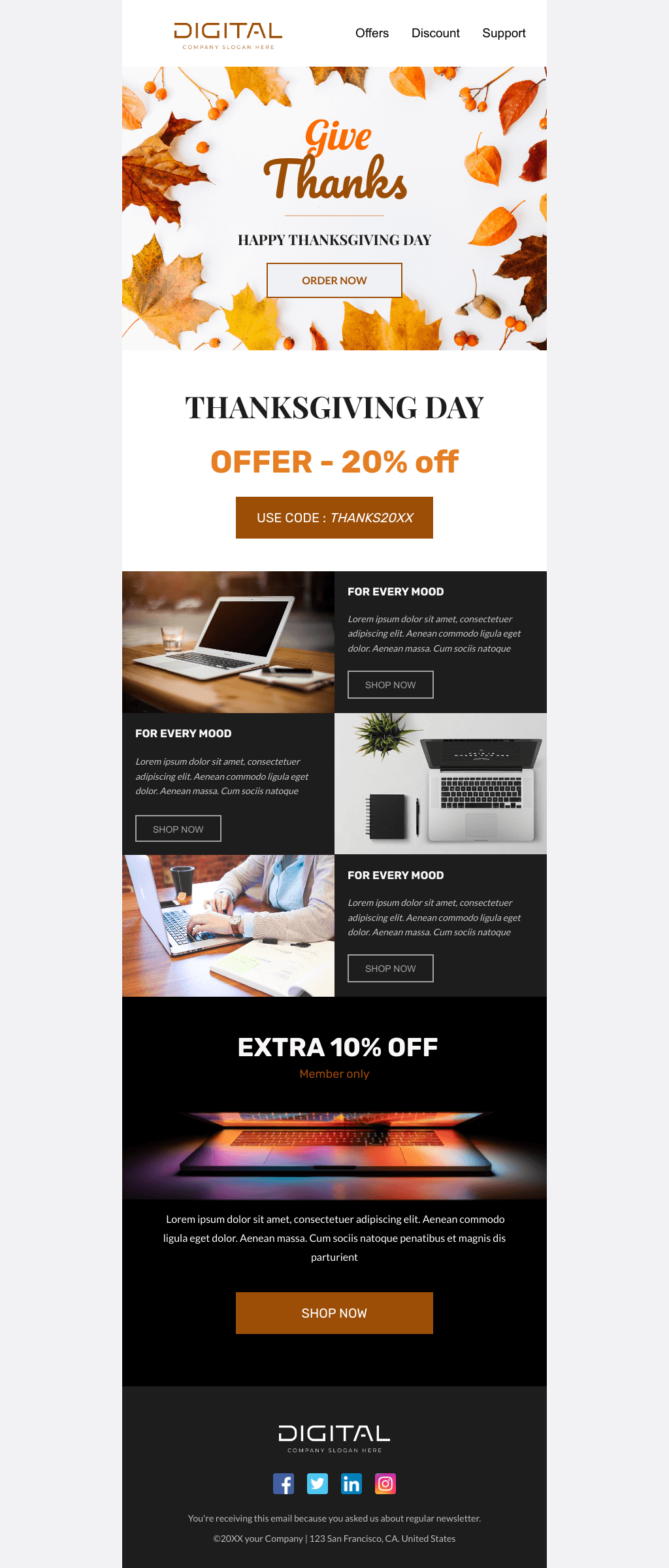 Laravel Mail Template - Thanksgiving Laptops Sale