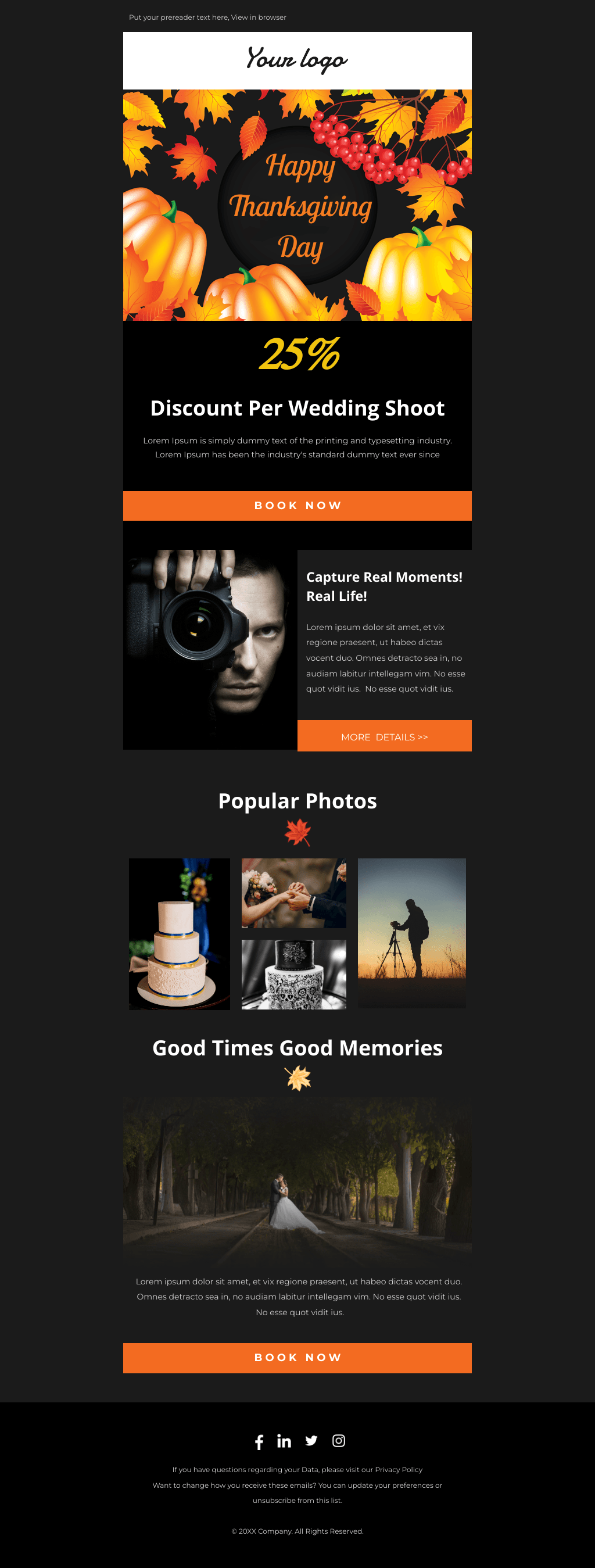 Laravel Mail Template - Thanksgiving Photography Discount
