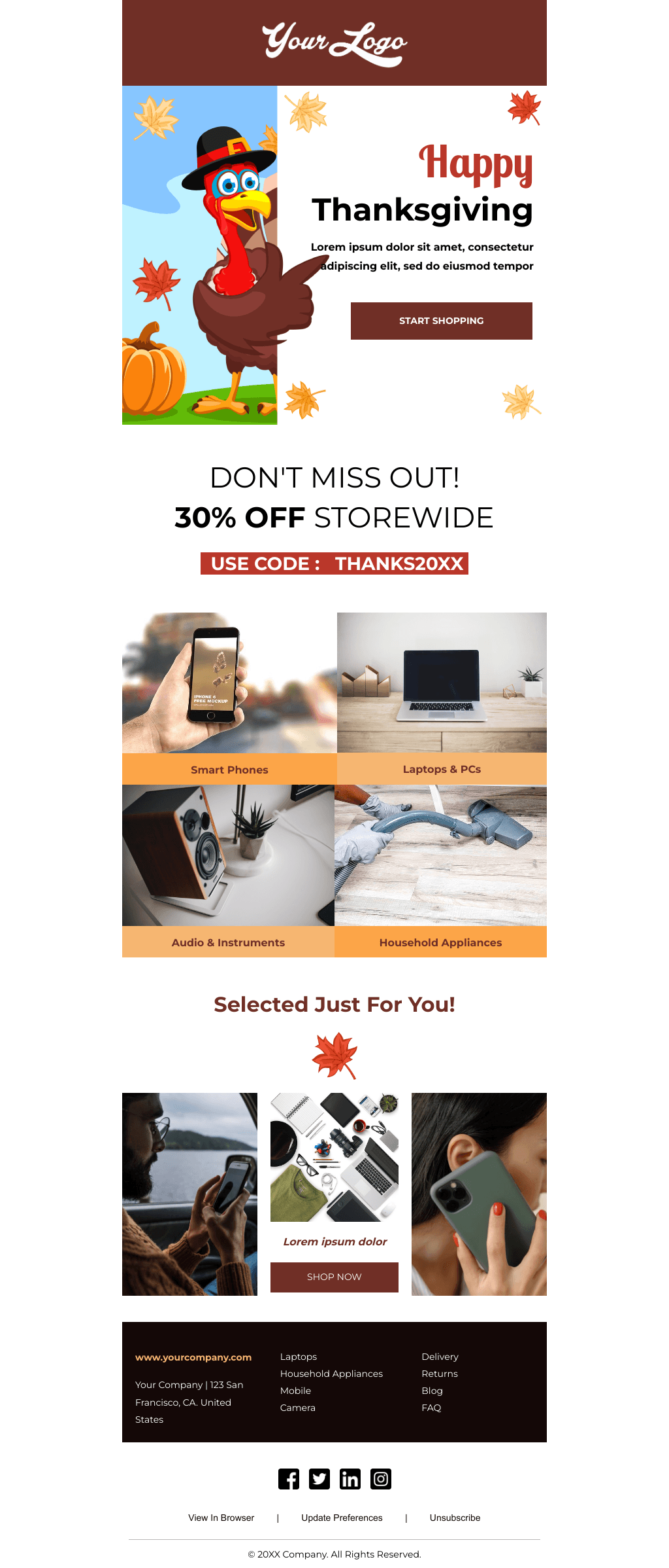 Laravel Mail Template - Thanksgiving Tech Gadgets Sale