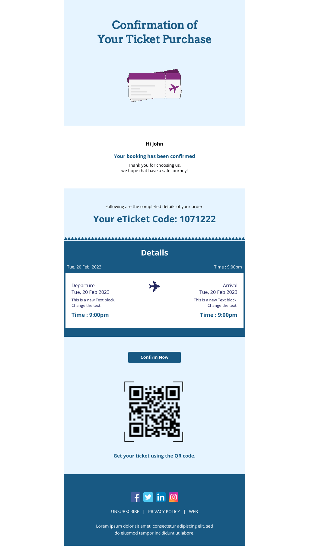 Laravel Mail Template - Ticket Confirmation