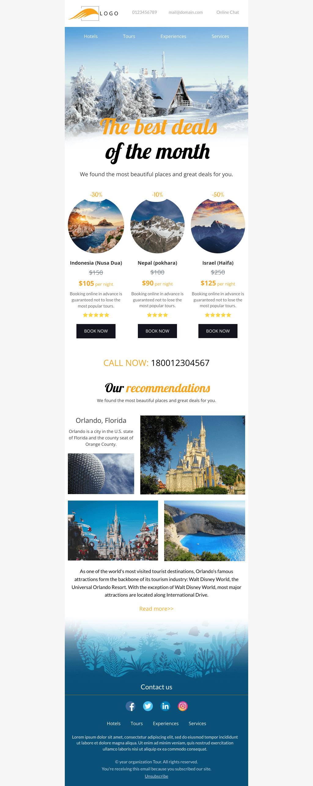 Laravel Mail Template - Tour