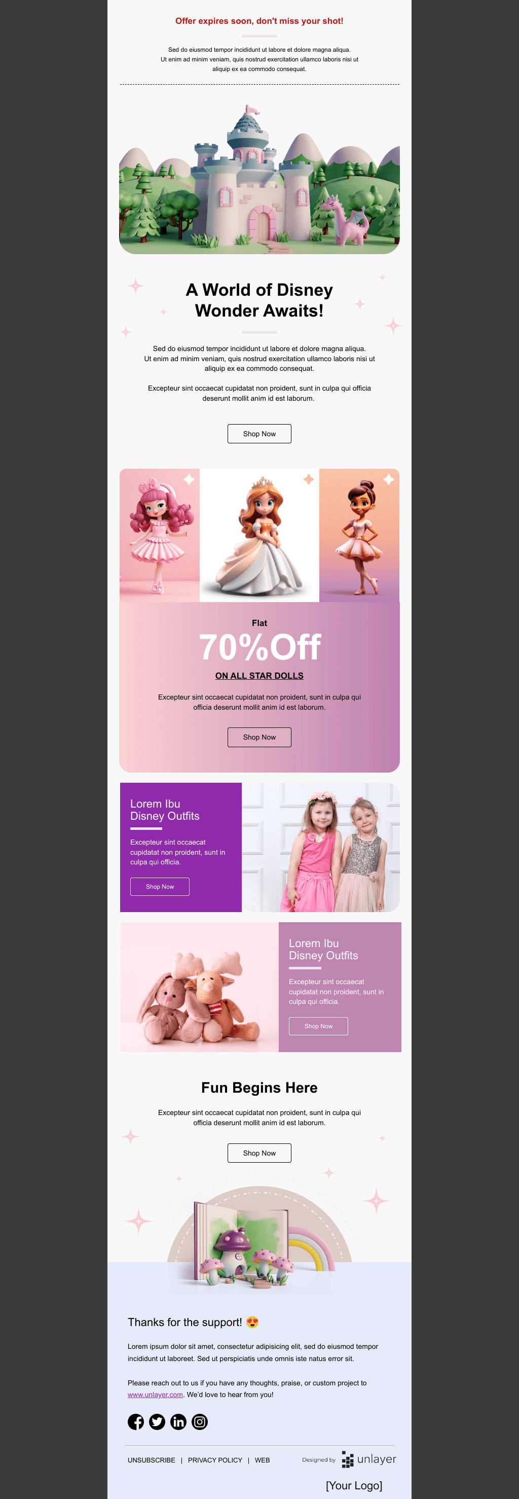 Laravel Mail Template - Toys From Barbie and Disney