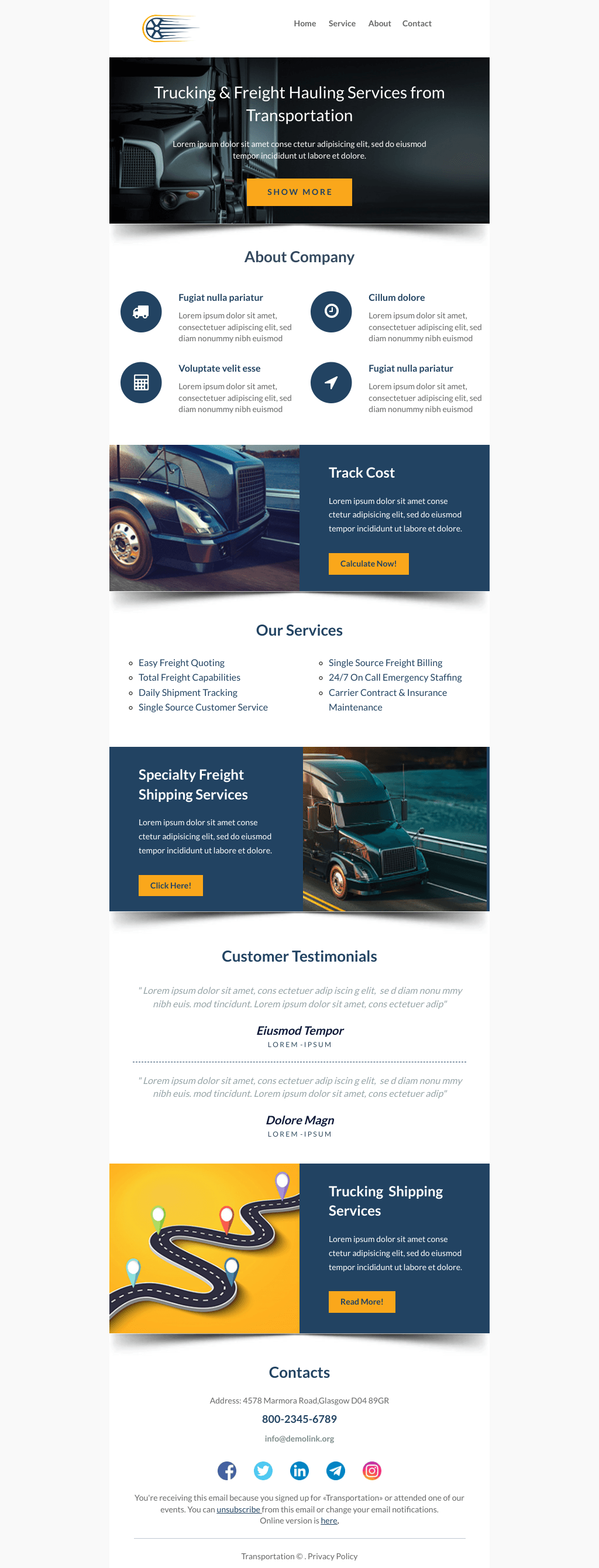 Laravel Mail Template - Transportation