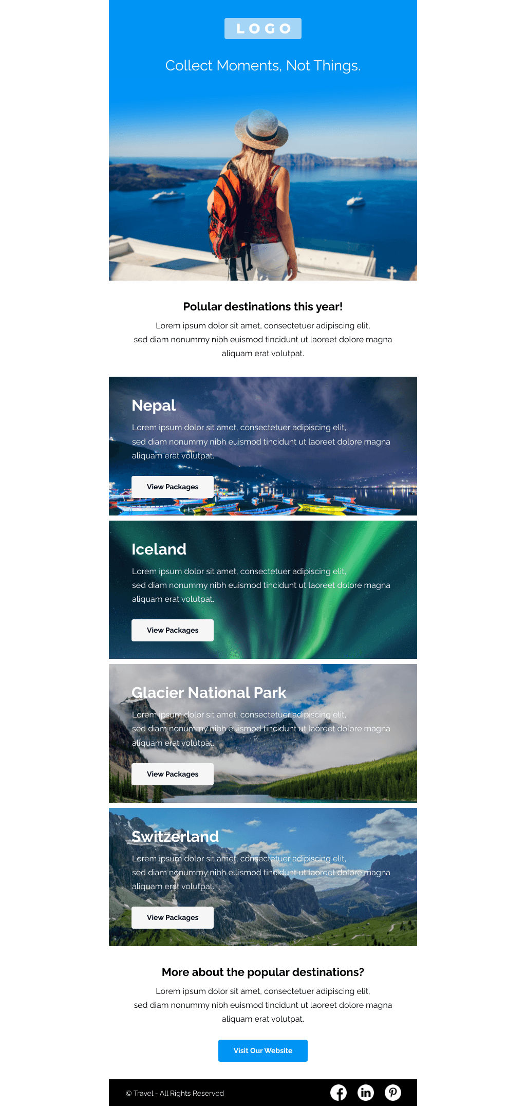 Laravel Mail Template - Travel Destinations