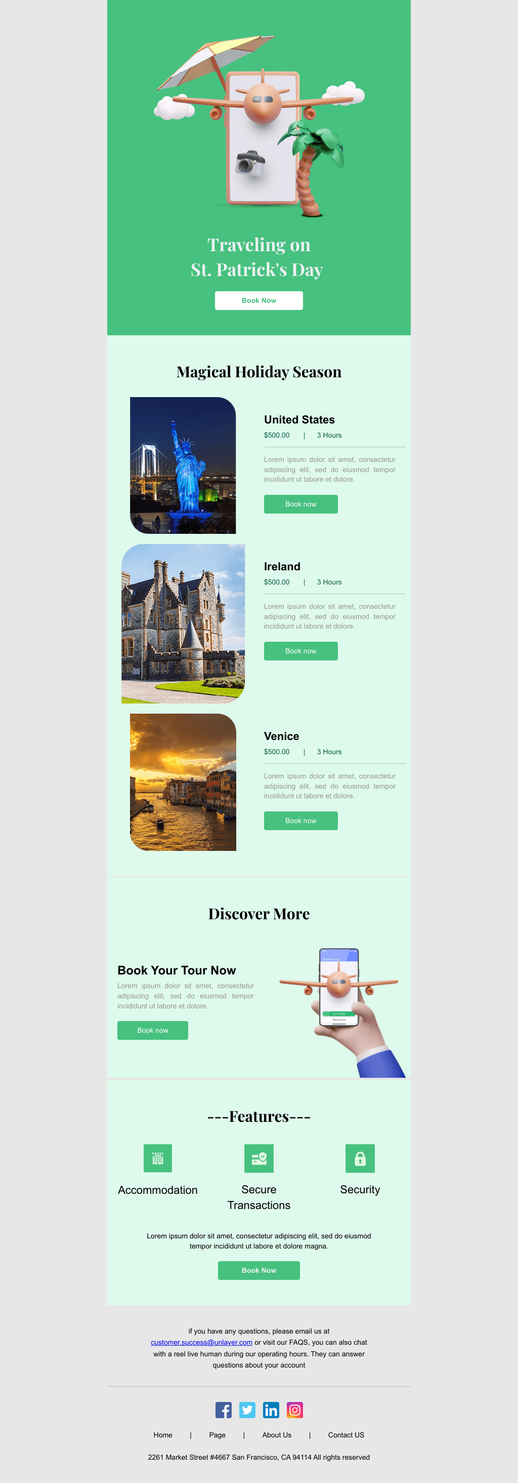 Laravel Mail Template - Traveling on St. Patrick's Day
