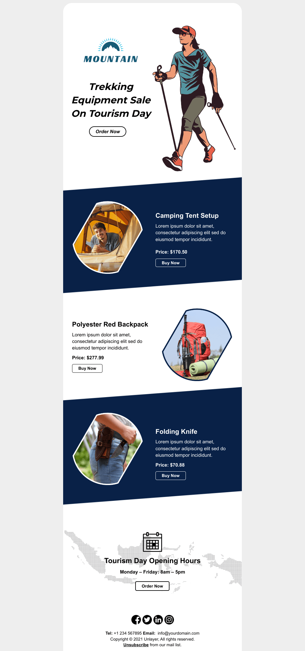 Laravel Mail Template - Trekking Equipment Sale On Tourism Day