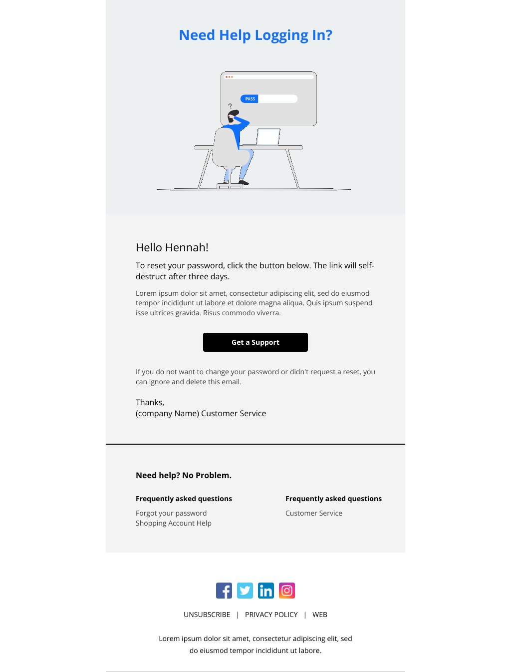 Laravel Mail Template - Trouble Logging