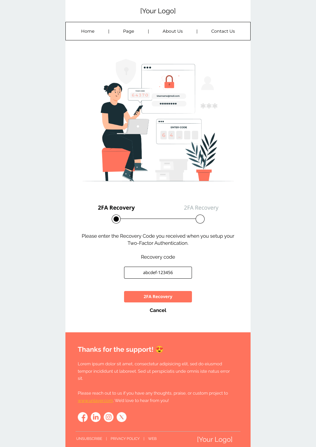 Laravel Mail Template - Two-Factor Authentication Reset