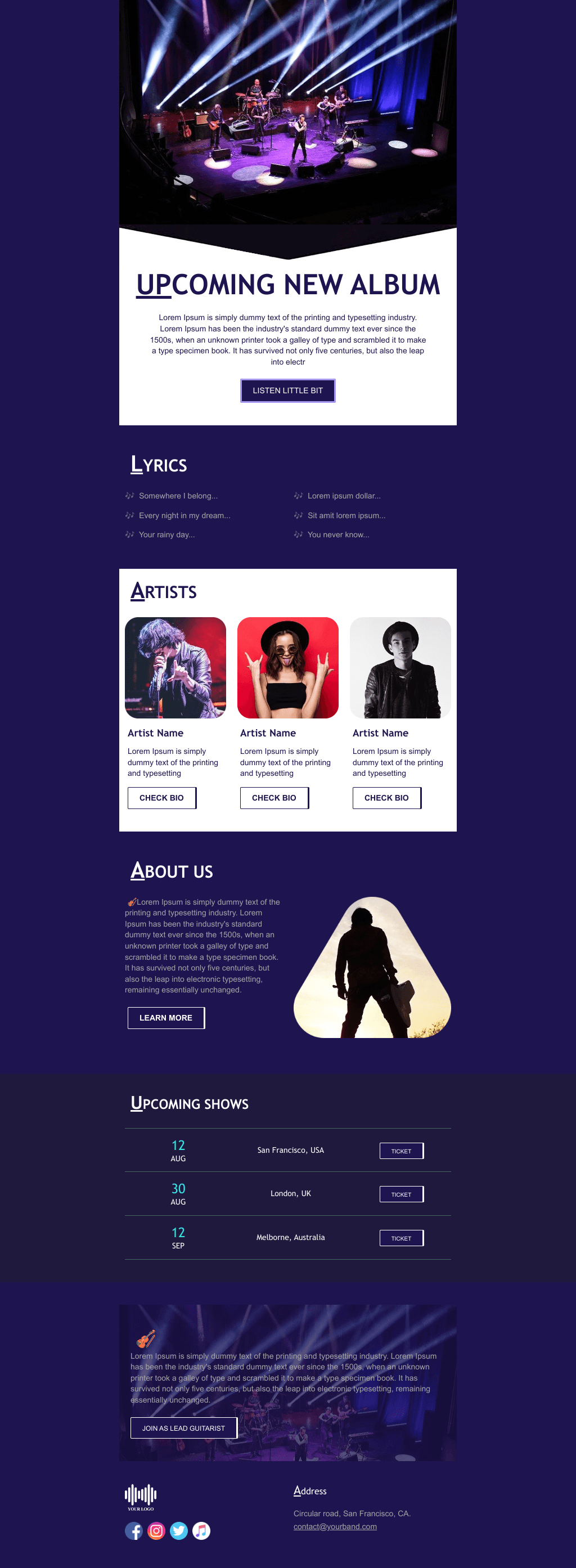 Laravel Mail Template - Up Coming Album